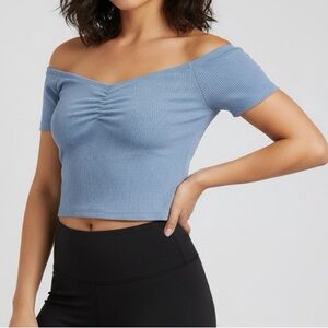 American Eagle Blue Super Cropped Scoop Neck Cami | Size Large Summer Tank Top